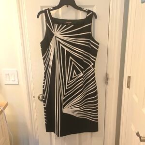Voir Voir Retro Black and White Sheath Dress Size 10 (0718)